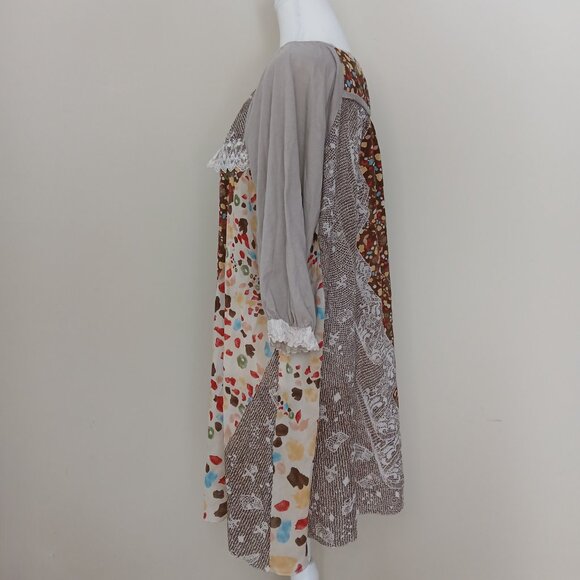 Super Hakka Feuille Japanese Brand Patchwork Dress Size 12 - Picture 4 of 8